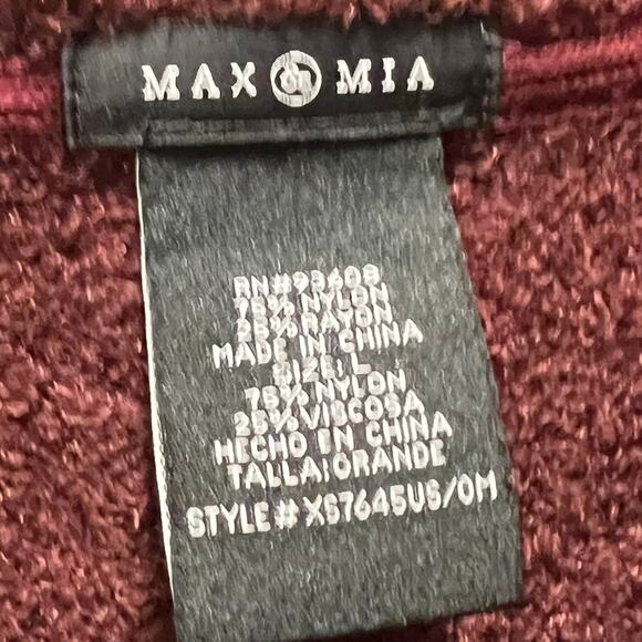 Max & Mia Maroon Red Fleece Cozy Knit Long Open Front Cardigan Swater Size Large - Picture 3 of 6
